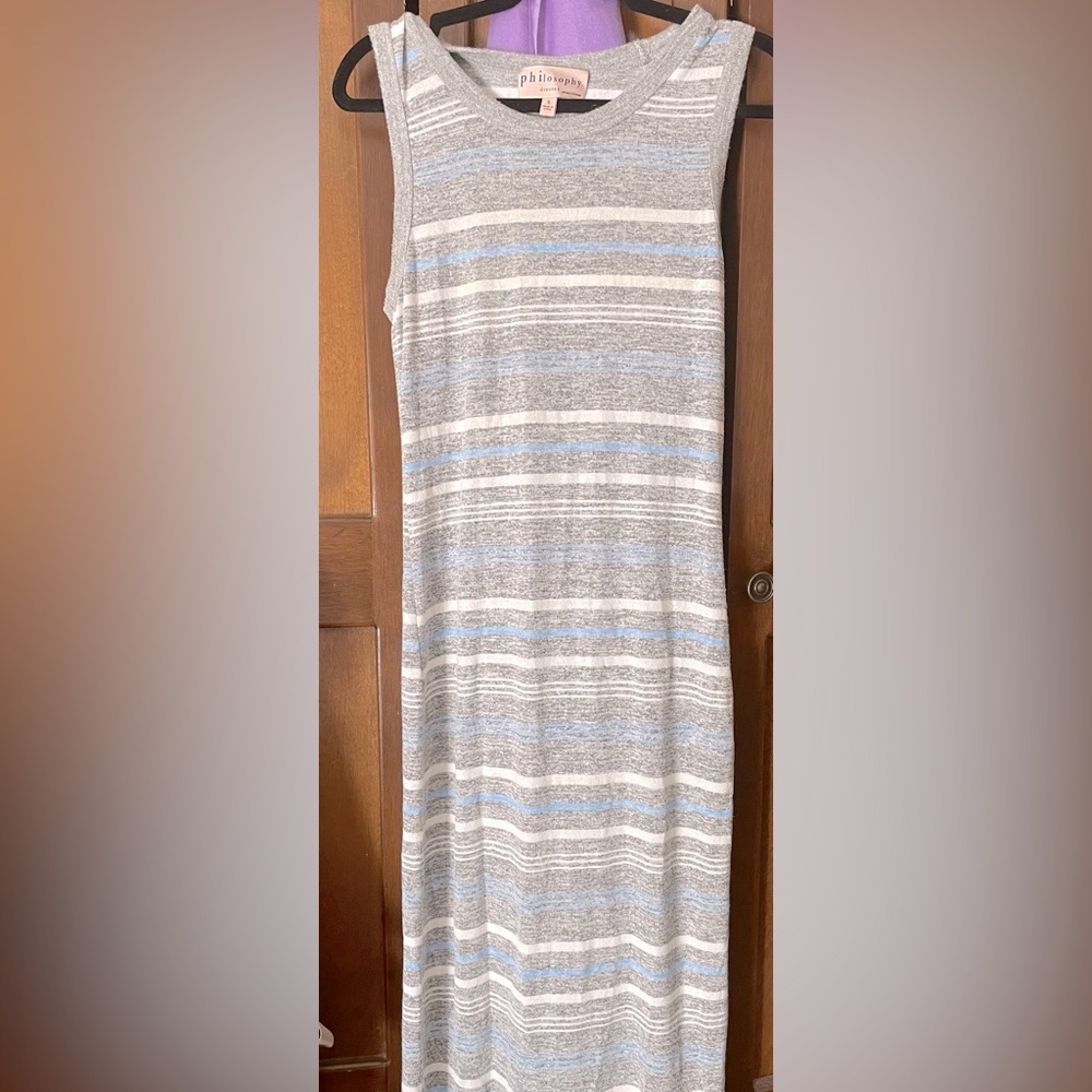 philosophy dress size sm, worn once, white and blue stripe.